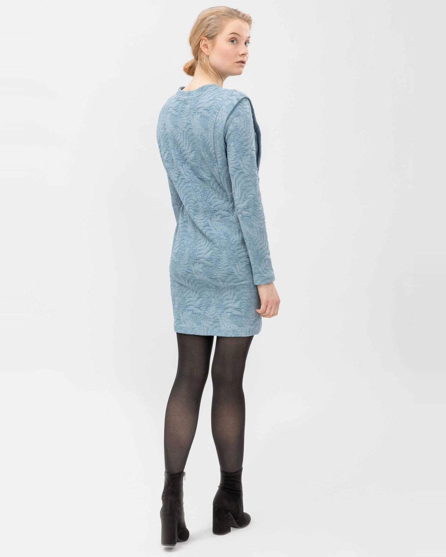 LOVJOI Damen vegan Mini Kleid Abelone Vintage Blue – Ansicht 2