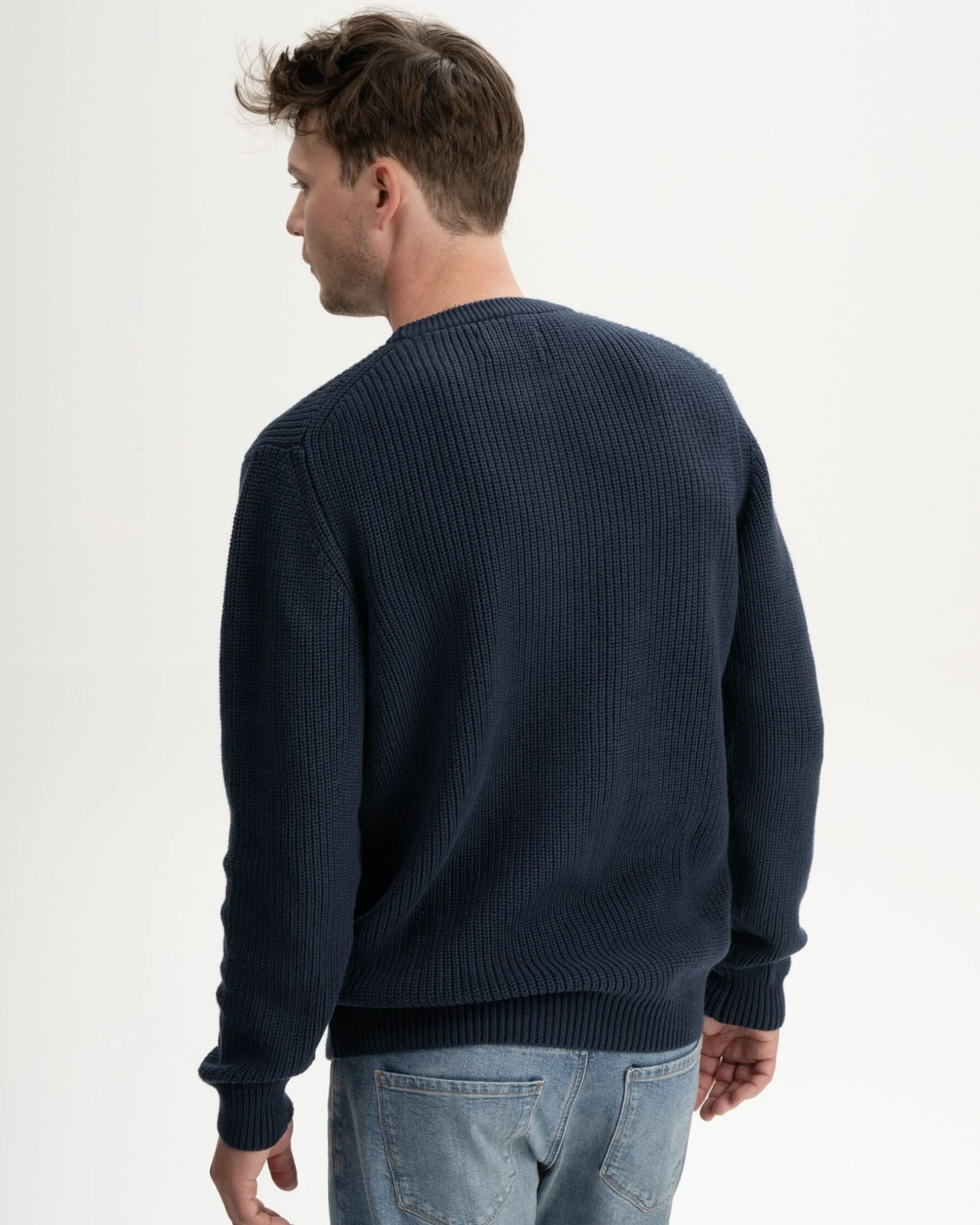 MELA Herren vegan Strickpullover Ravi, Marineblau – Ansicht 2