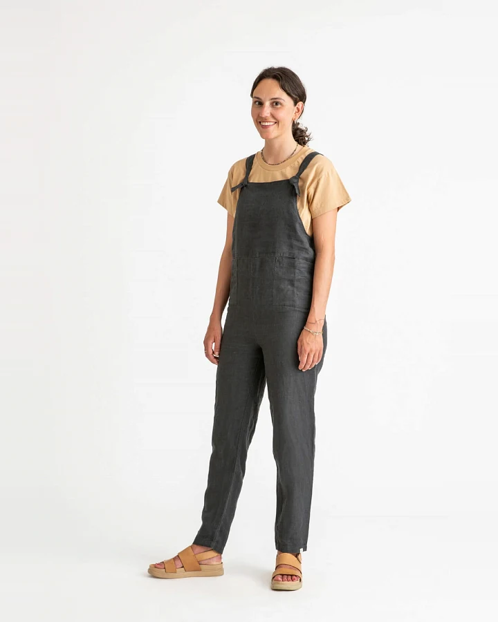 MATONA Damen vegan Overall Leinen Schwarz