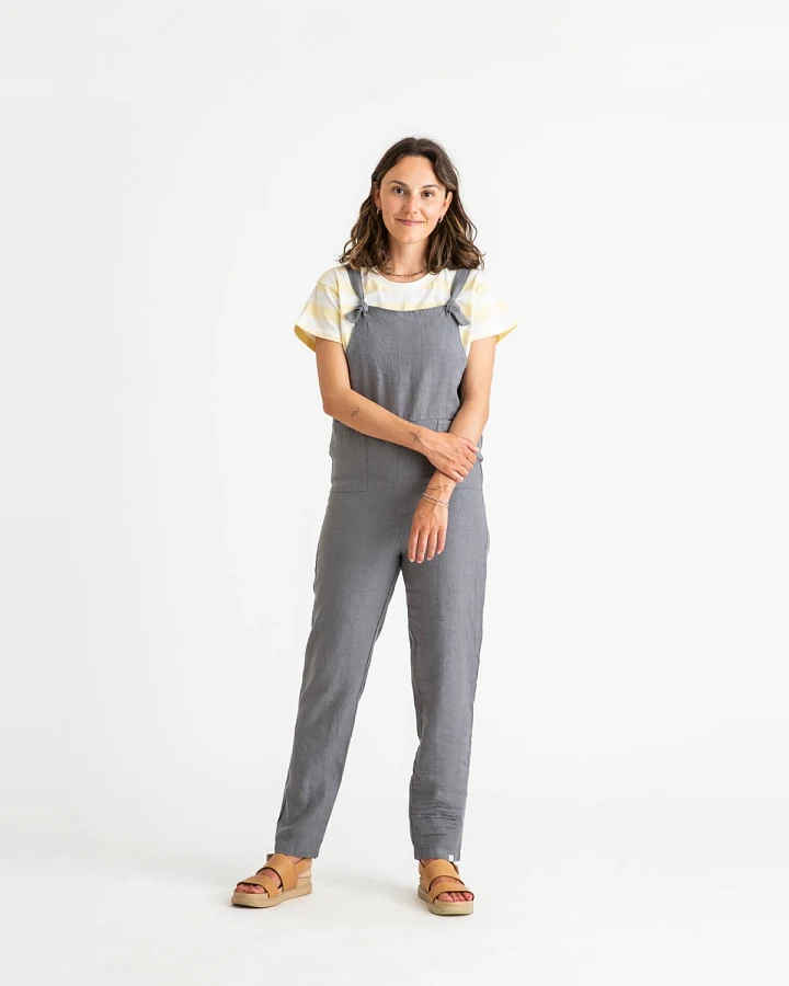 MATONA Damen vegan Overall Leinen Sturmblau
