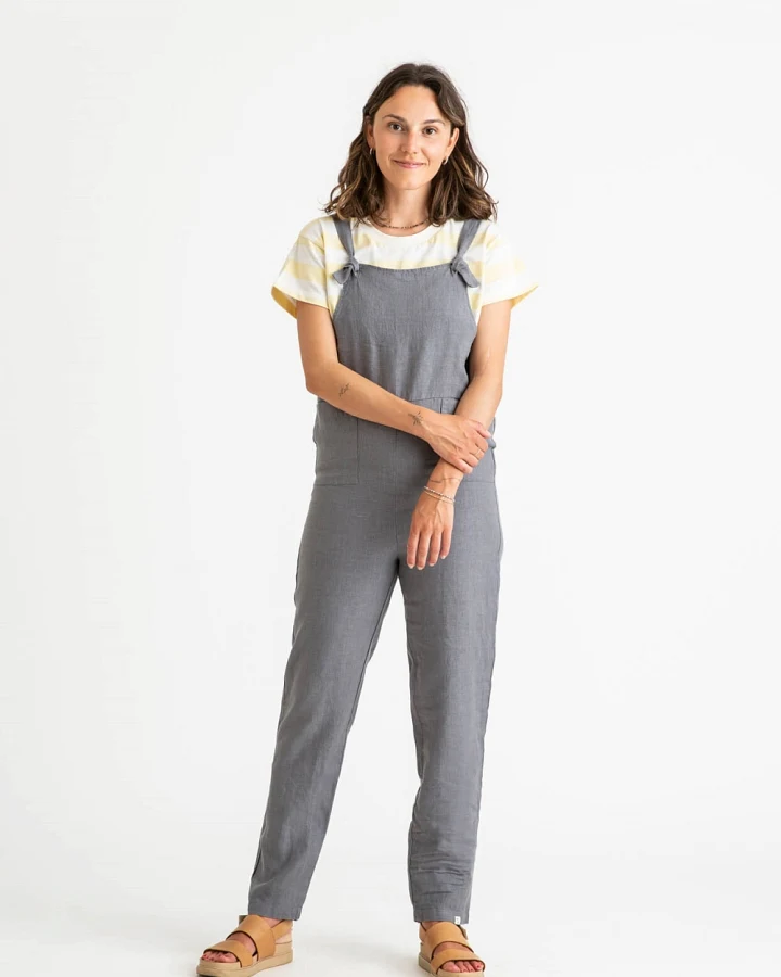 MATONA Damen vegan Overall Leinen Sturmblau