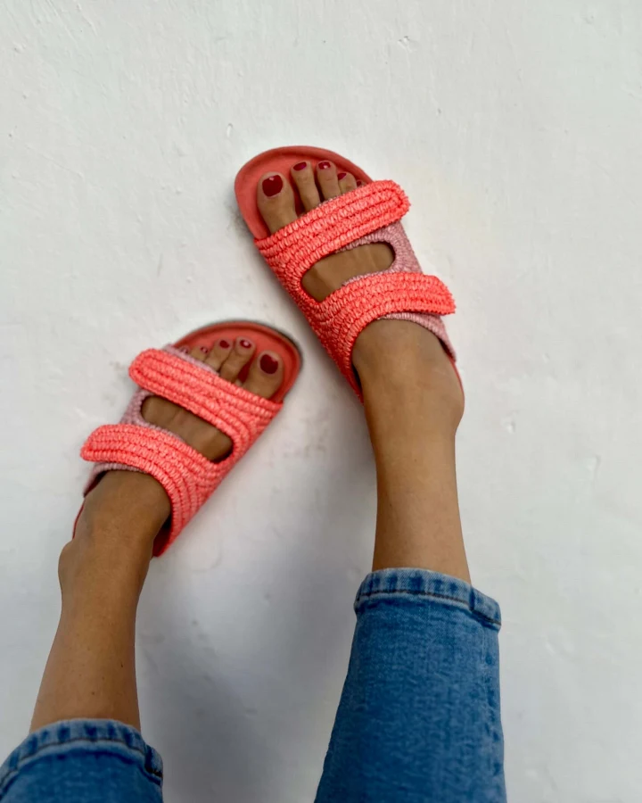 Momoc Damen vegan Sandalen Rafia Rosa