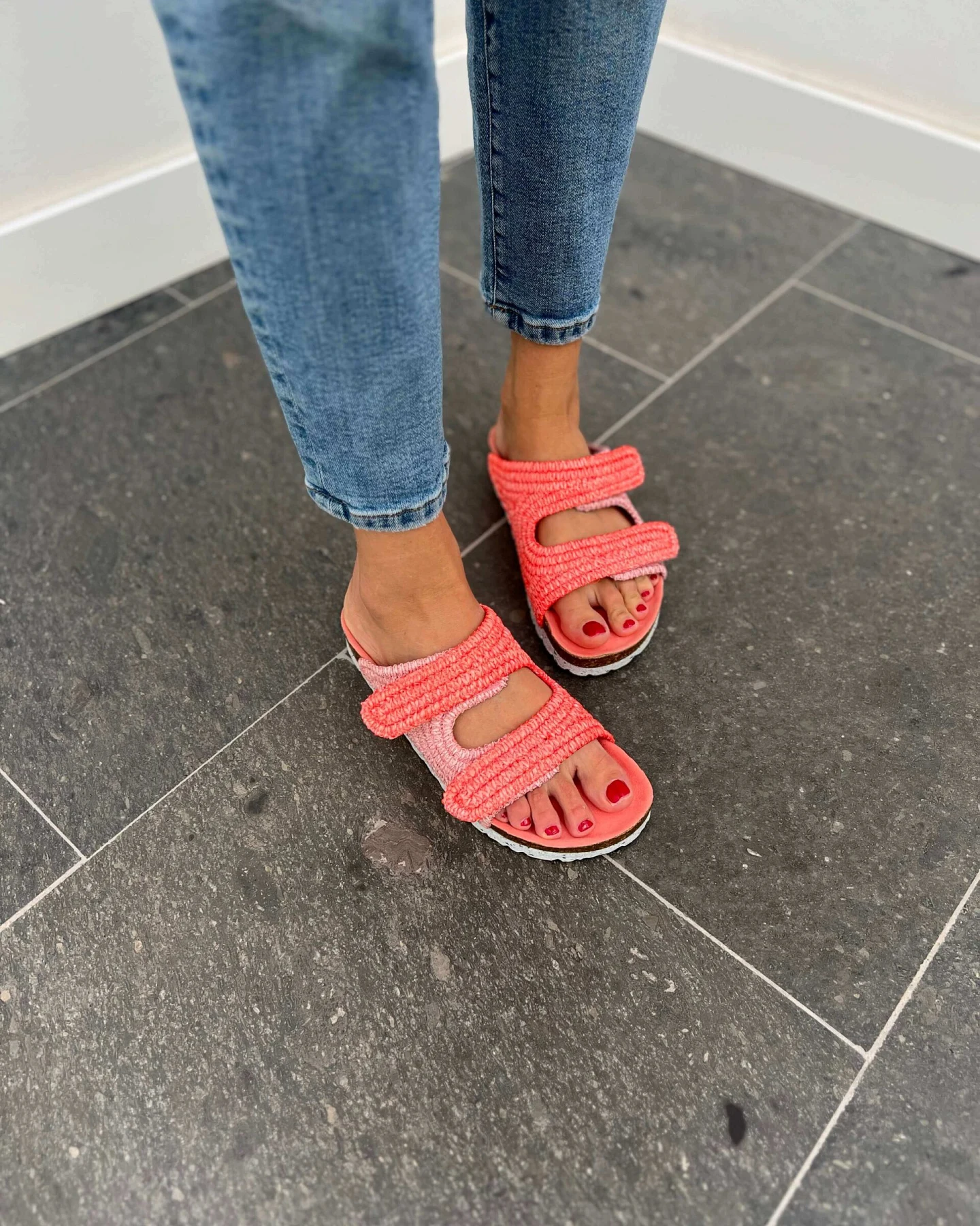 Momoc Damen vegan Sandalen Rafia Rosa – Ansicht 2