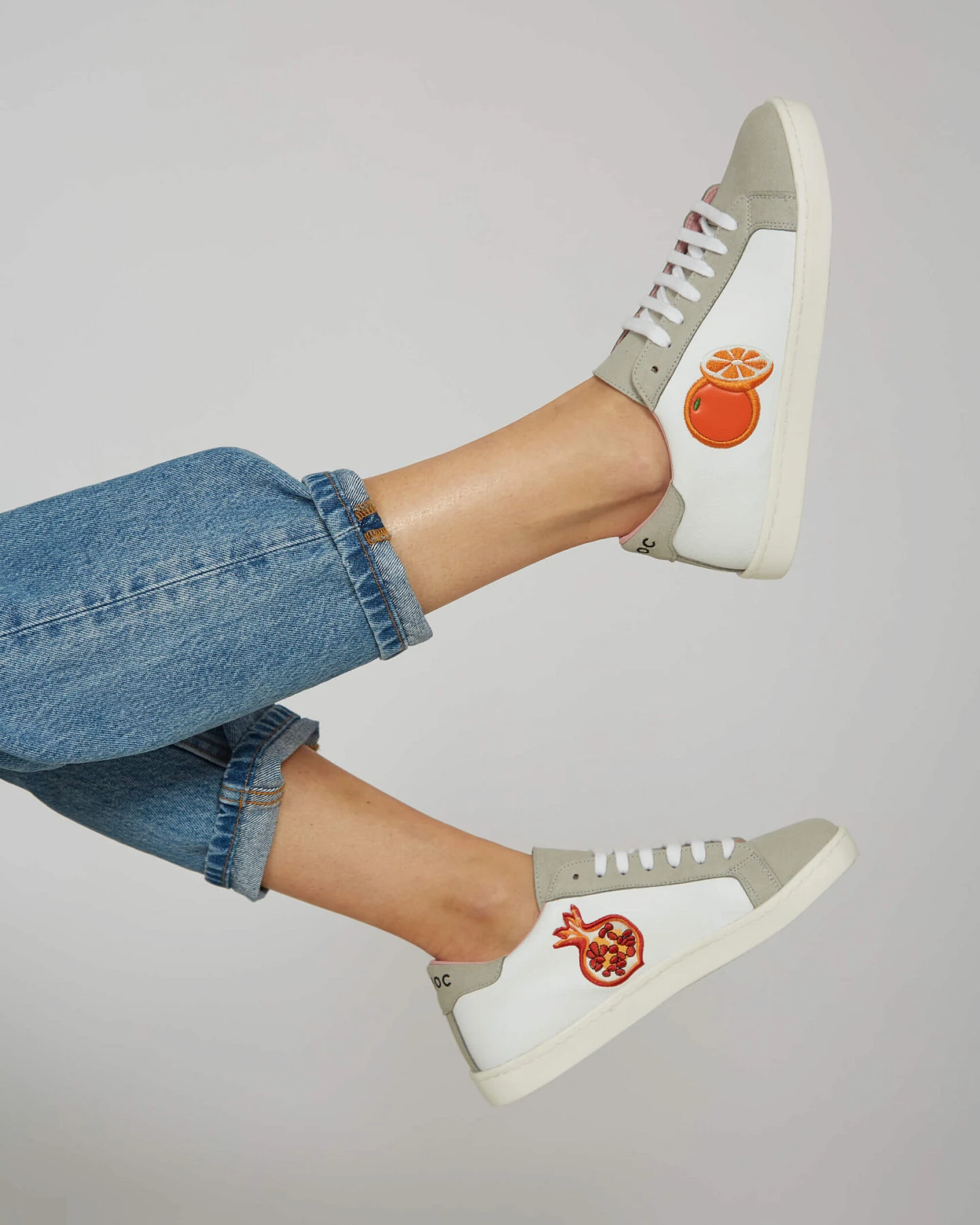 Momoc Damen vegan Sneaker Obst Weiß Beige – Ansicht 2