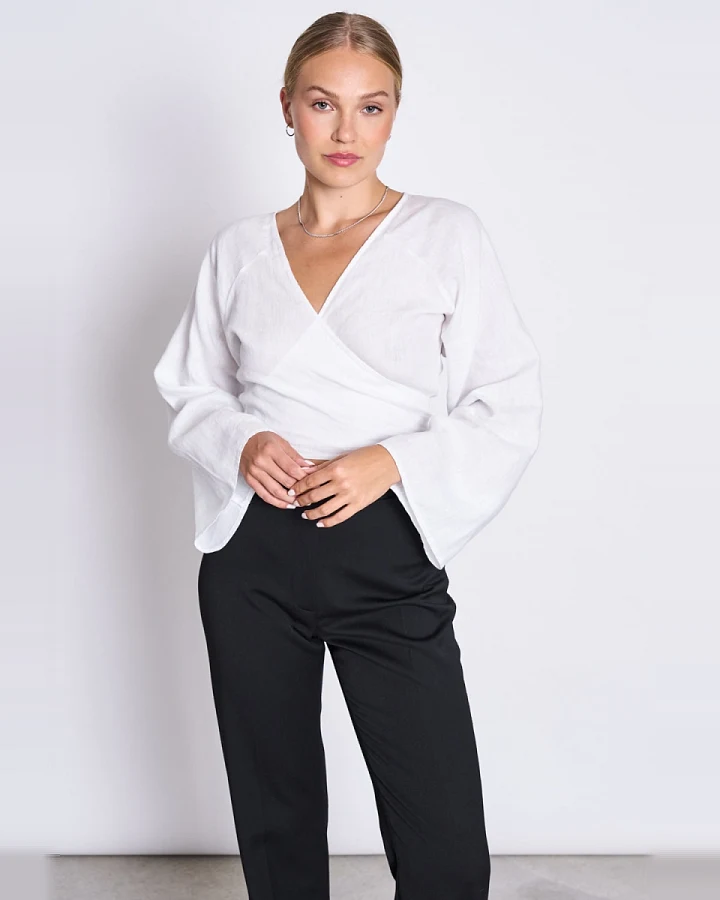 JAN 'N JUNE Damen vegan Wickelbluse Rora Weiß