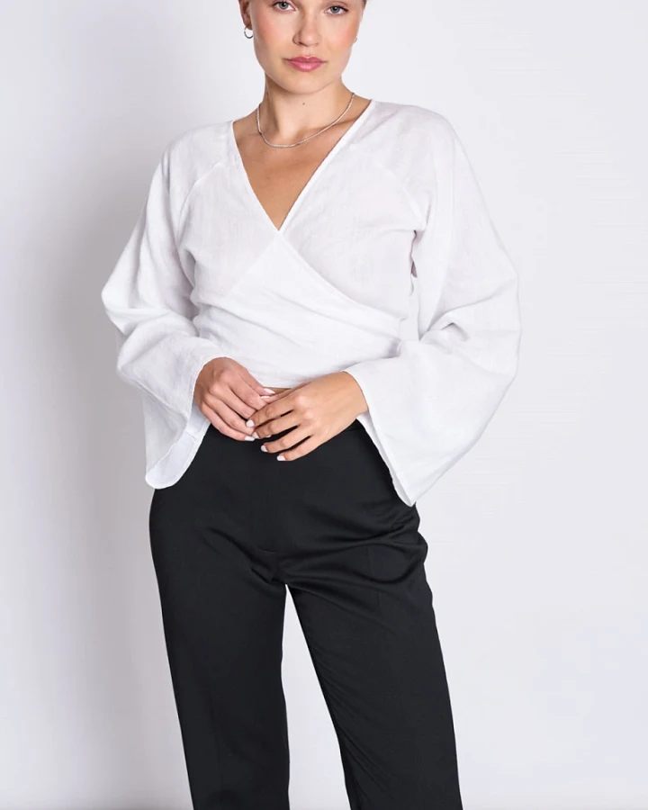 JAN 'N JUNE Damen vegan Wickelbluse Rora Weiß