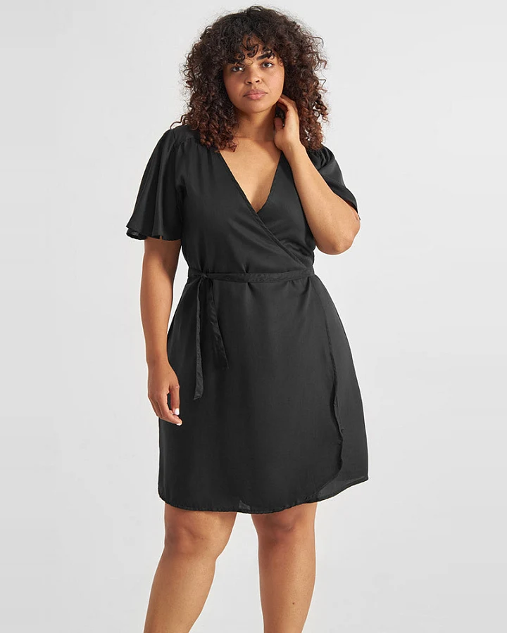 DEDICATED Damen vegan Wickelkleid Kungsham Schwarz