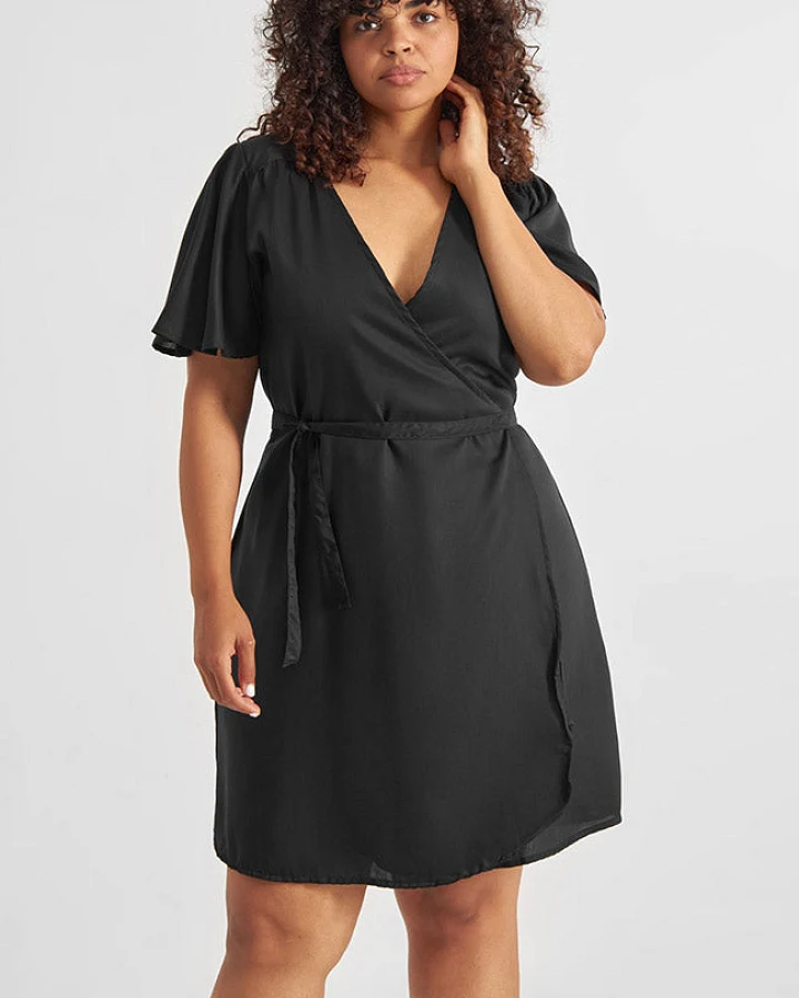 DEDICATED Damen vegan Wickelkleid Kungsham Schwarz