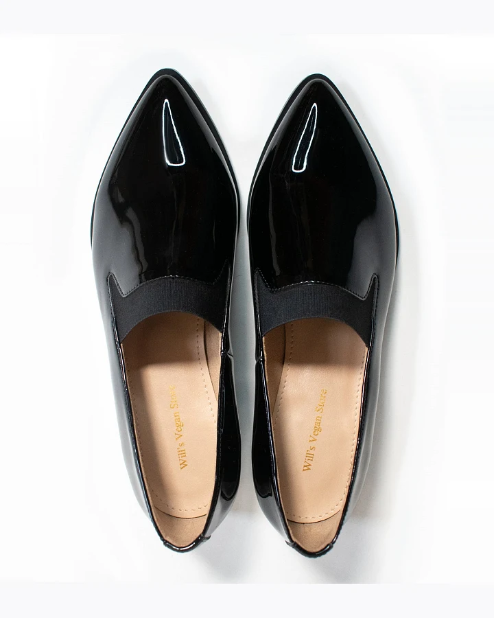Will's Vegan Store Damen vegan Derby Loafer Lack Schwarz