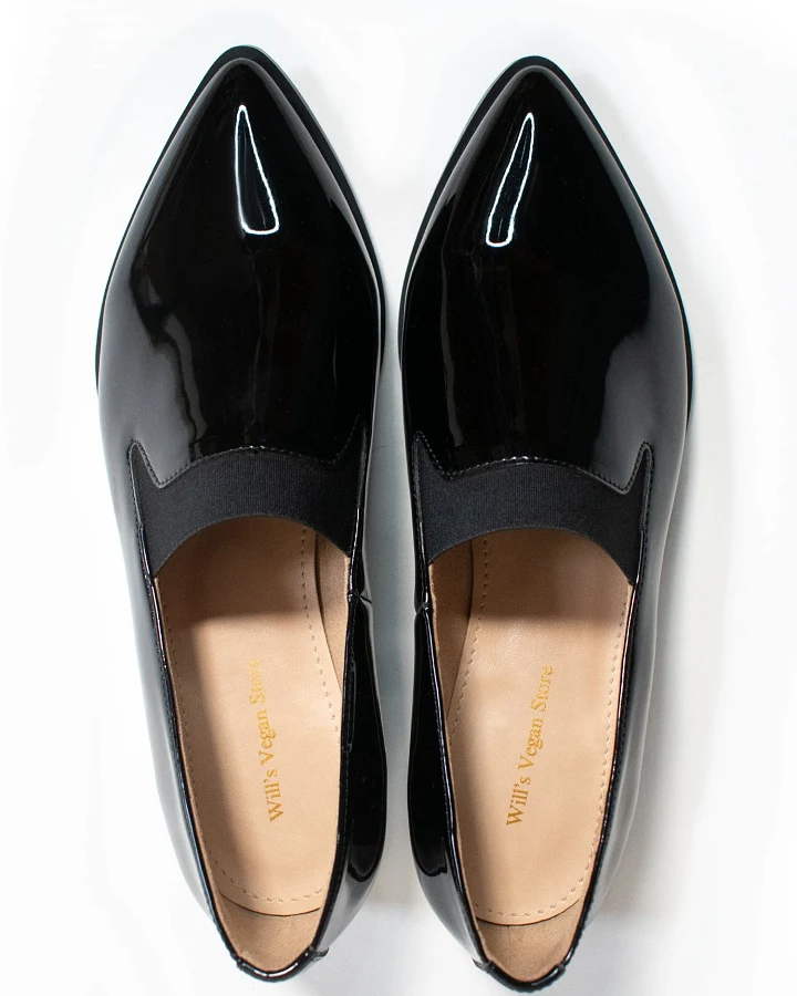 Will's Vegan Store Damen vegan Derby Loafer Lack Schwarz
