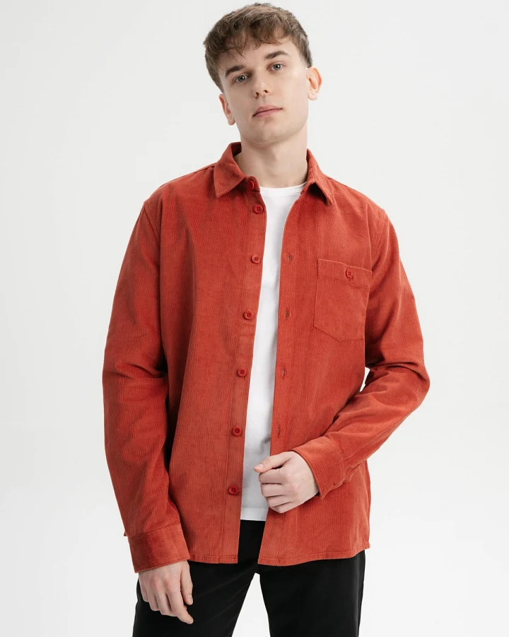 MELA Herren vegan Hemd Nimit Corduroy Rot