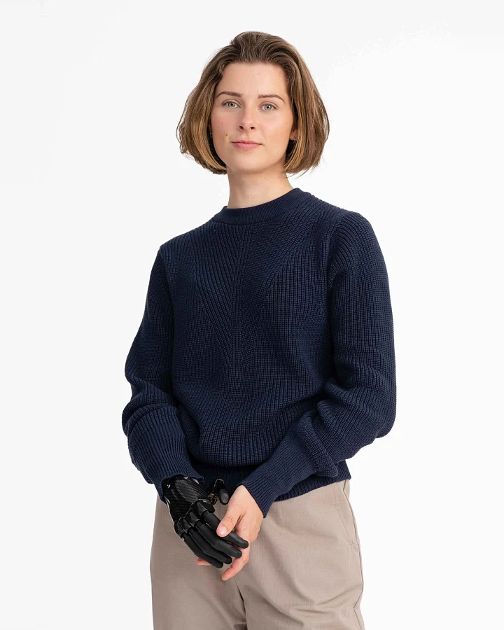 MELA Damen vegan Strickpullover Gauri Navy