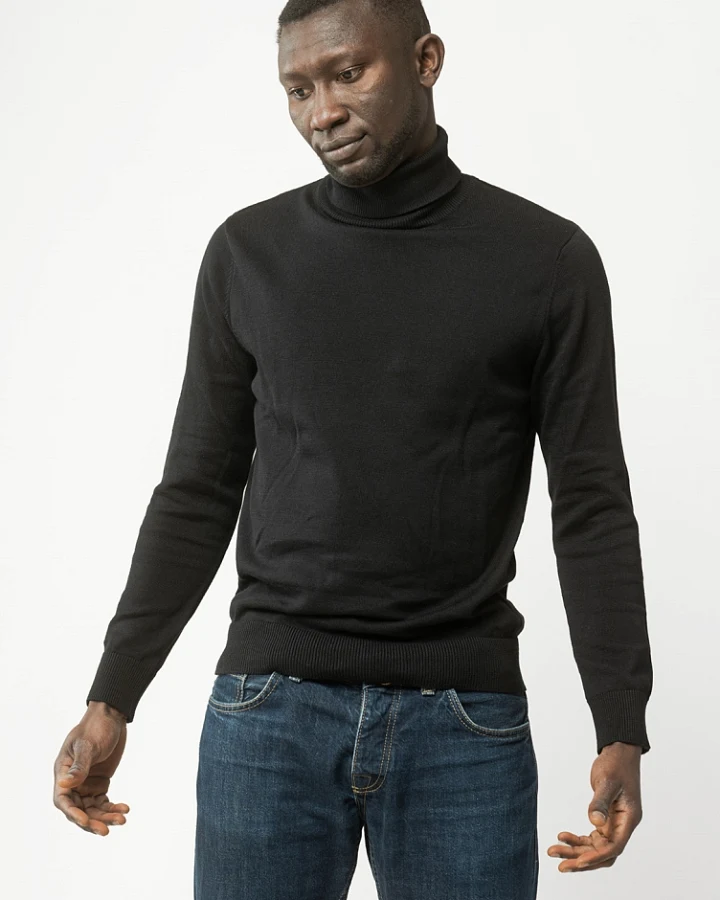 MELA Herren vegan Rollkragenpullover Kanja Schwarz