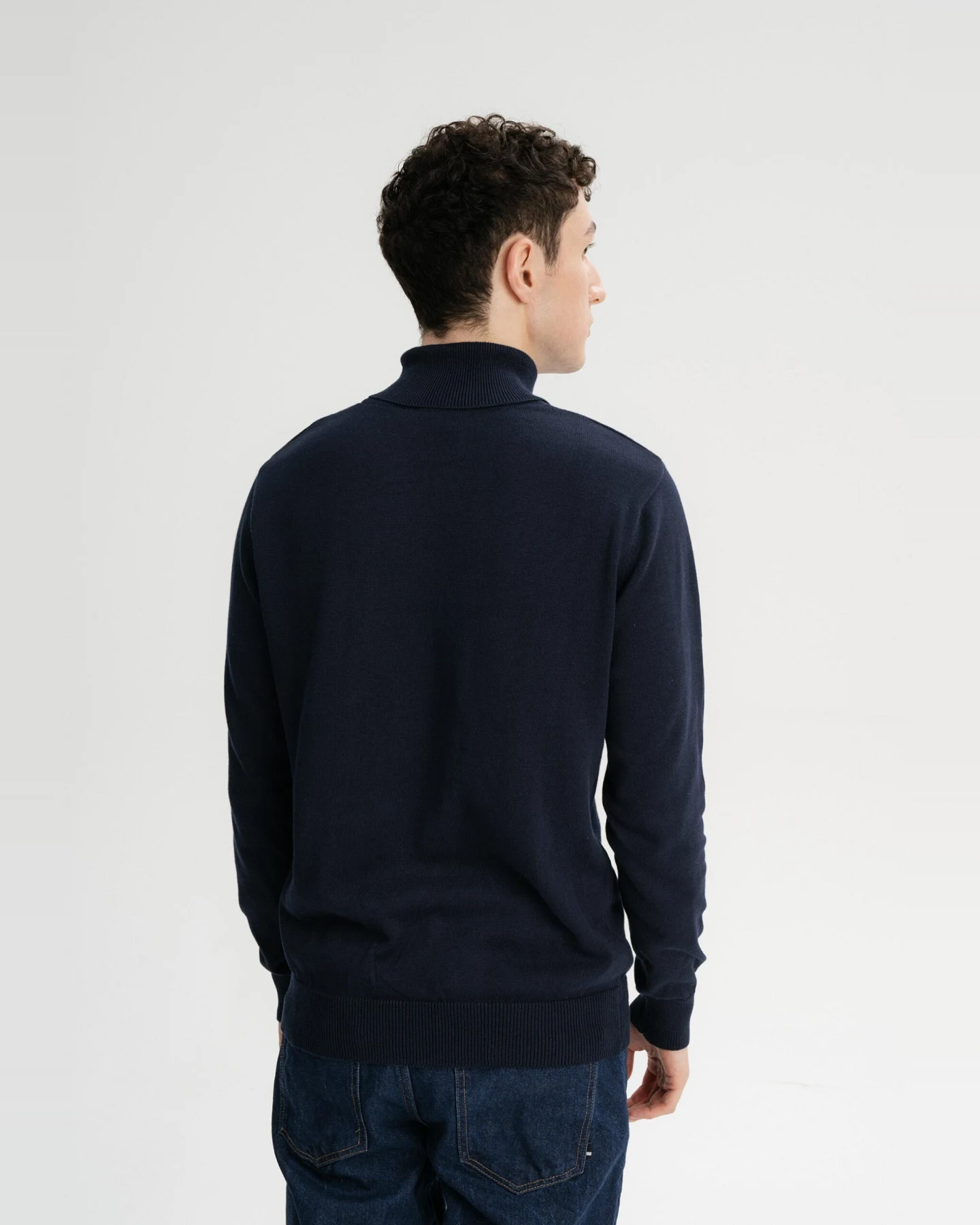 MELA Herren vegan Rollkragenpullover Kanja Navy – Ansicht 2