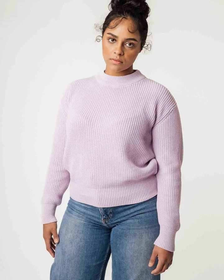 MELA Damen vegan Rippenstrickpullover Manika Flieder