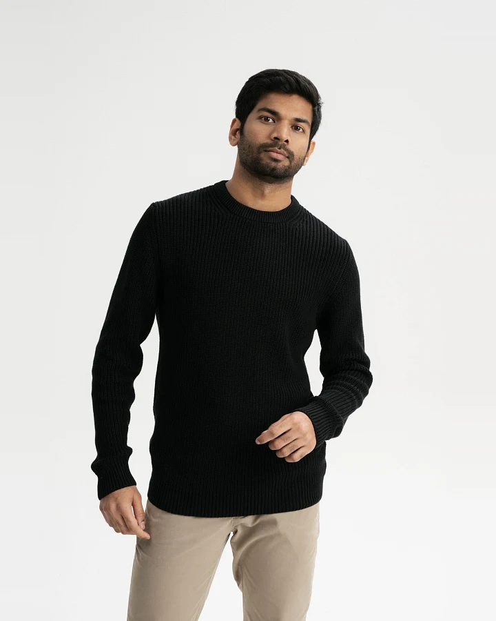 MELA Herren vegan Strickpullover Ravi Schwarz