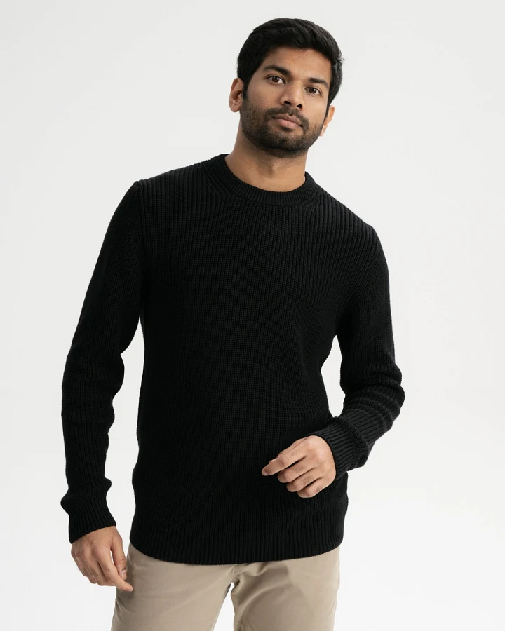 MELA Herren vegan Strickpullover Ravi Schwarz