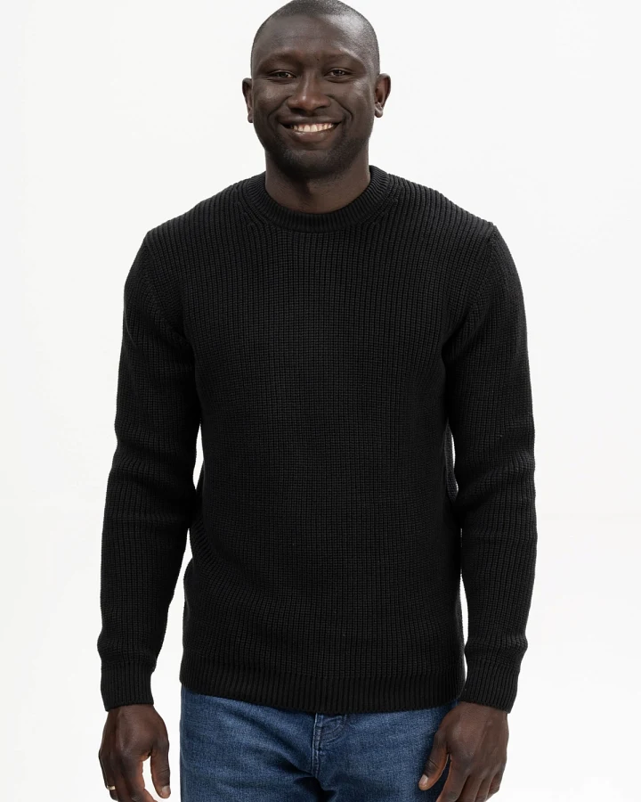 MELA Herren vegan Strickpullover Ravi Schwarz