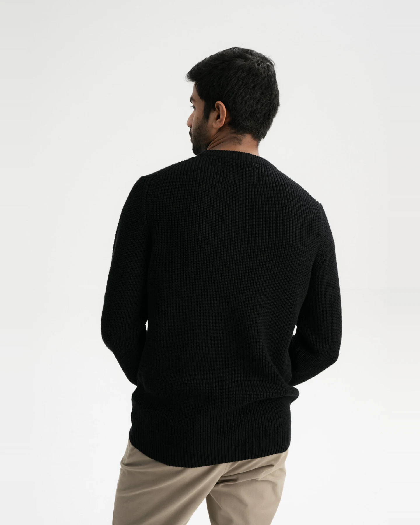 MELA Herren vegan Strickpullover Ravi Schwarz – Ansicht 2