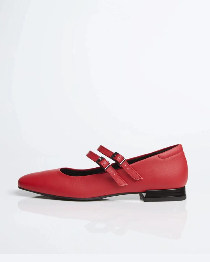 BOHEMA Damen vegan Ballerinas Mary Jane Strawberry Rot