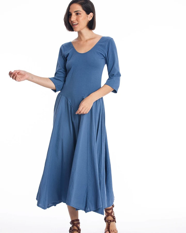 RAVENS VIEW IBIZA Damen vegan Kleid Look Ls Indigoblau