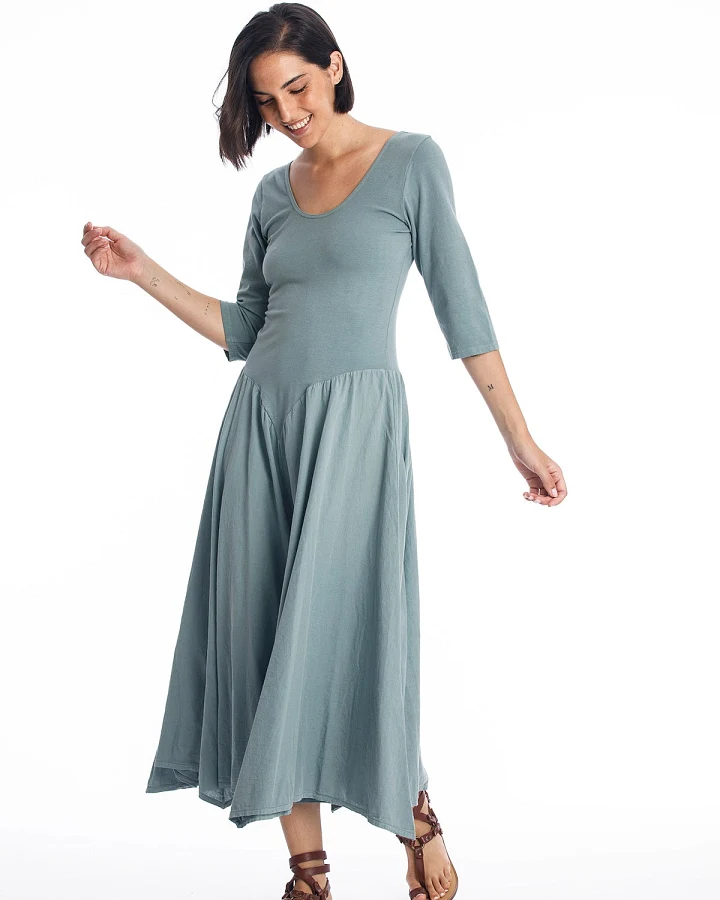 RAVENS VIEW IBIZA Damen vegan Kleid Look Ls Chinois Grün