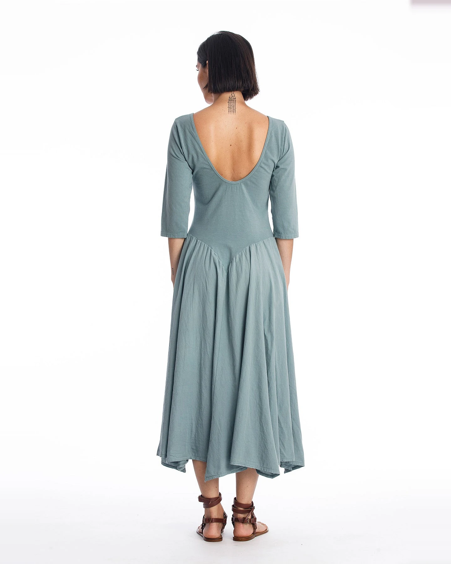 RAVENS VIEW IBIZA Damen vegan Kleid Look Ls Chinois Grün – Ansicht 2