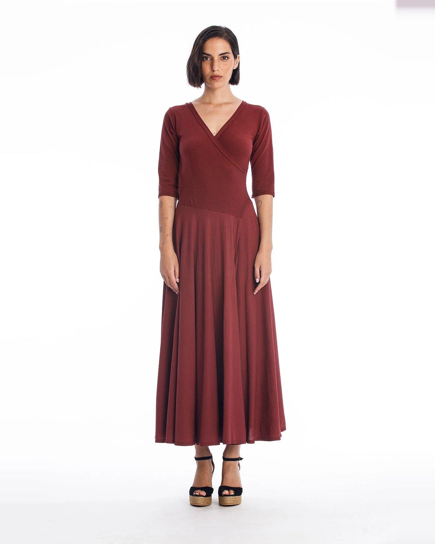 RAVENS VIEW IBIZA Damen vegan Kleid Veronika Dunkel Granat – Ansicht 2