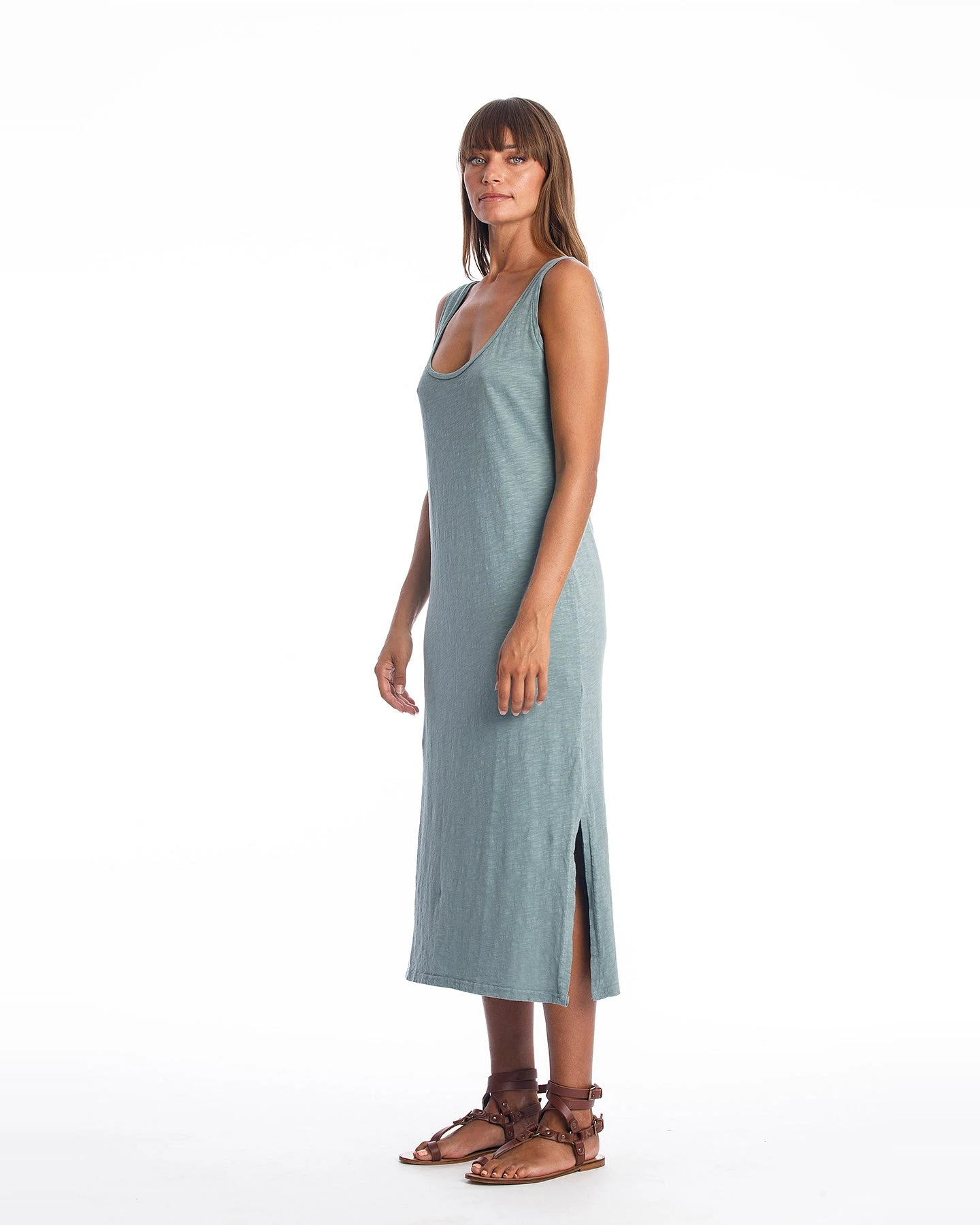 RAVENS VIEW IBIZA Damen vegan Kleid Demi Chinois Grün – Ansicht 2