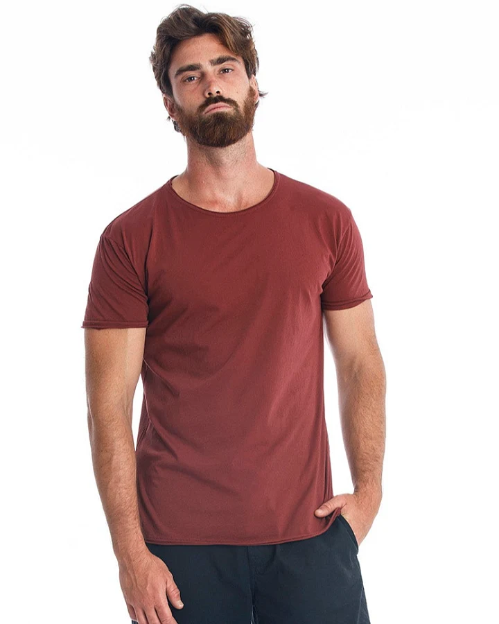 RAVENS VIEW IBIZA Herren vegan T-Shirt Rundhalsausschnitt Dunkel Granat