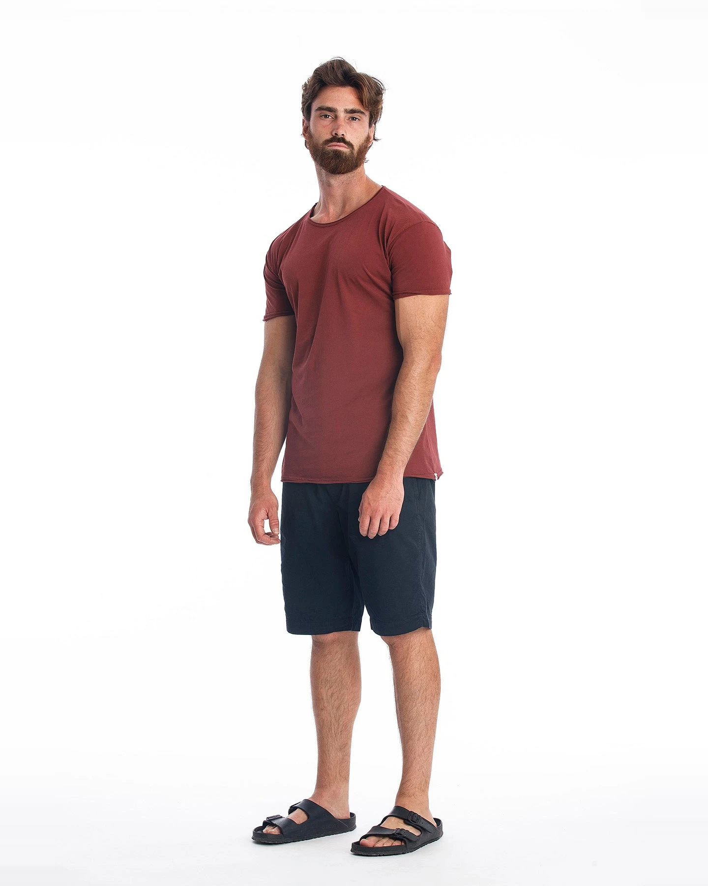 RAVENS VIEW IBIZA Herren vegan T-Shirt Rundhalsausschnitt Dunkel Granat – Ansicht 2