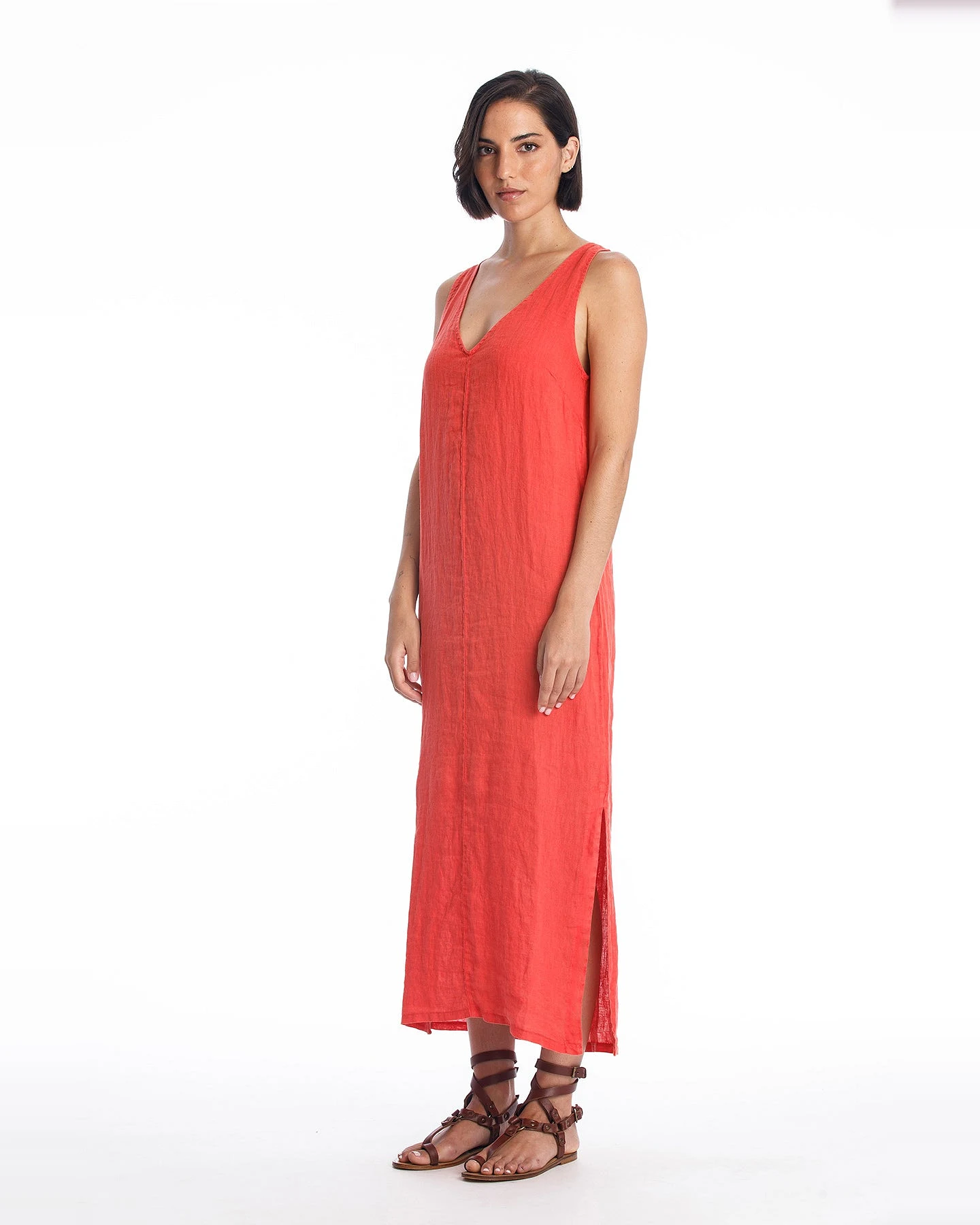 RAVENS VIEW IBIZA Damen vegan Leinenkleid Winona Radiant Red – Ansicht 2