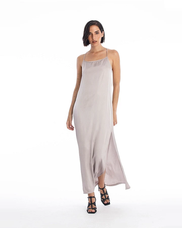 RAVENS VIEW IBIZA Damen vegan Kleid Sophia Stone Grau