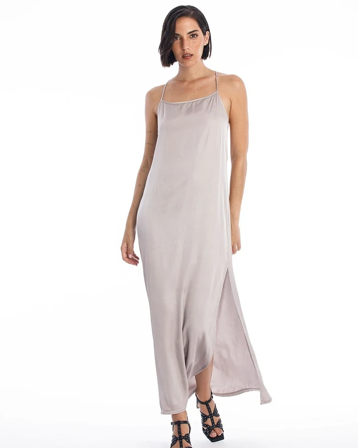 RAVENS VIEW IBIZA Damen vegan Kleid Sophia Stone Grau