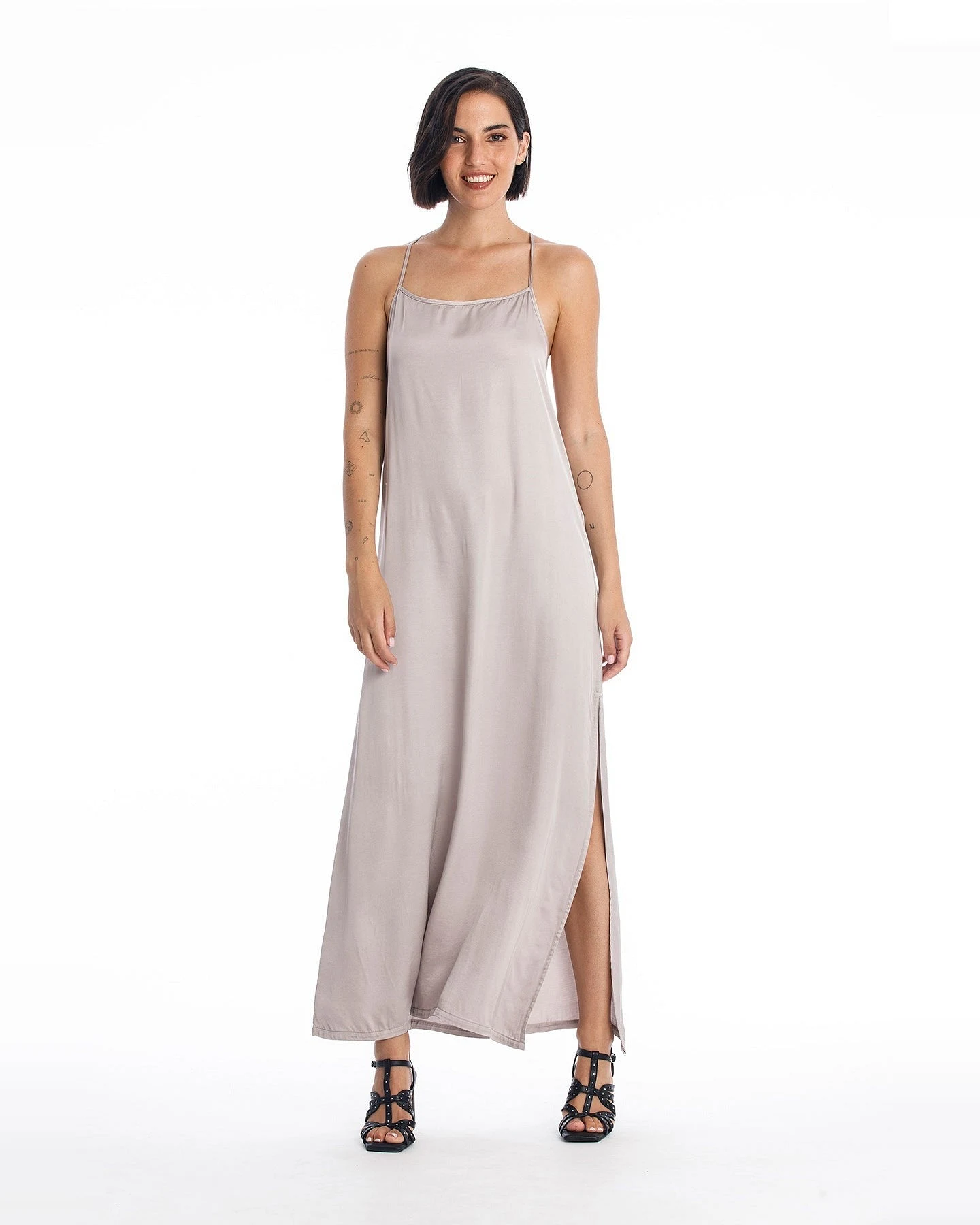 RAVENS VIEW IBIZA Damen vegan Kleid Sophia Stone Grau – Ansicht 2