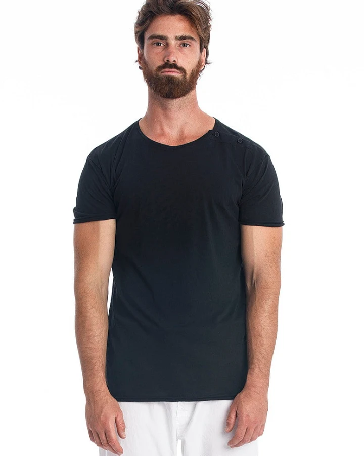 RAVENS VIEW IBIZA Herren vegan T-Shirt Egan Button Schwarz