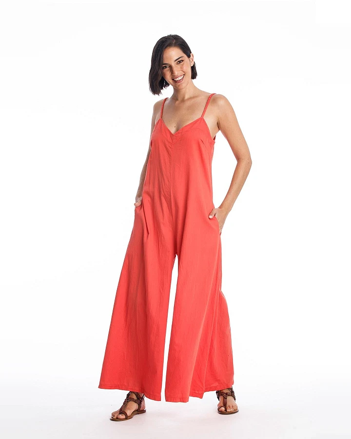RAVENS VIEW IBIZA Damen vegan Jumpsuit Chiara Satin Radiant Red