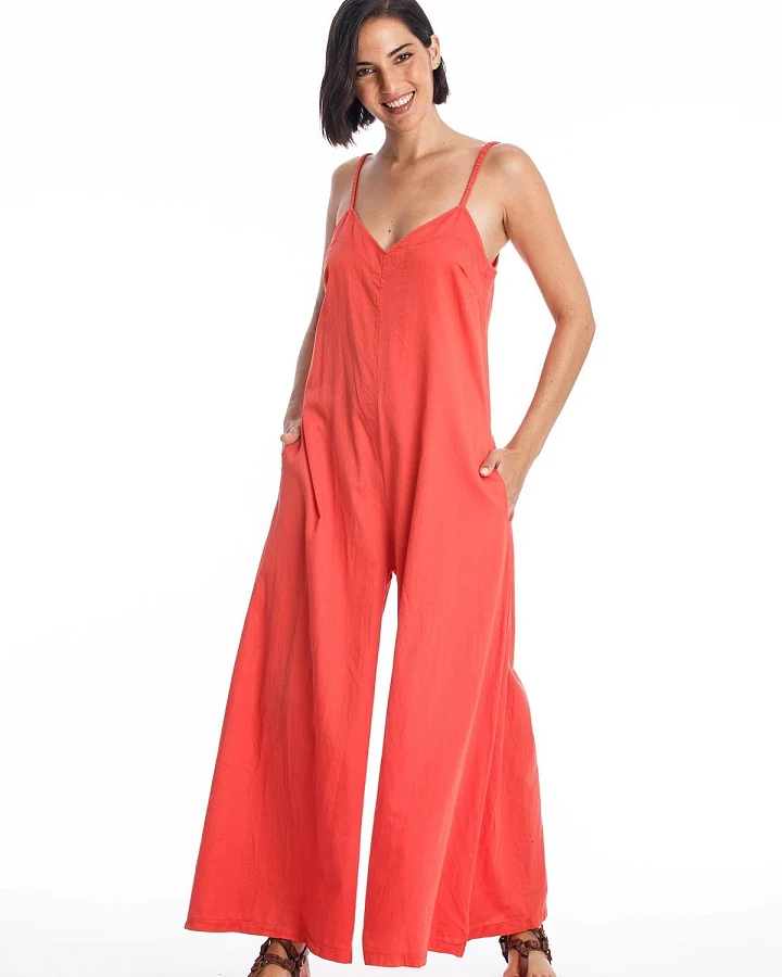 RAVENS VIEW IBIZA Damen vegan Jumpsuit Chiara Satin Radiant Red