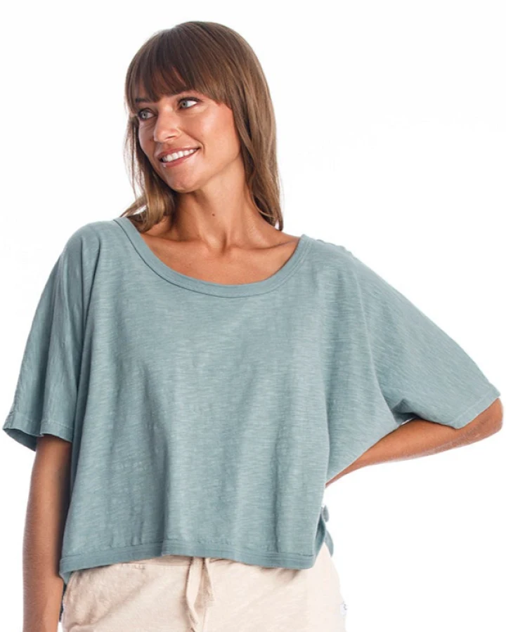RAVENS VIEW IBIZA Damen vegan Top Square Chinois Grün