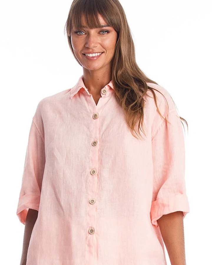 RAVENS VIEW IBIZA Damen vegan Bluse Sommer Pink Panther