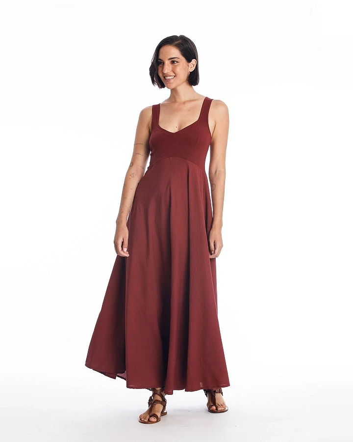 RAVENS VIEW IBIZA Damen vegan Kleid Madonna Dunkel Granat