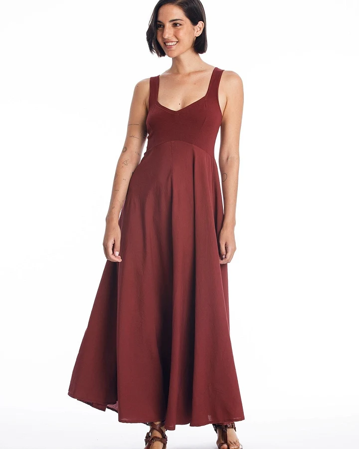 RAVENS VIEW IBIZA Damen vegan Kleid Madonna Dunkel Granat