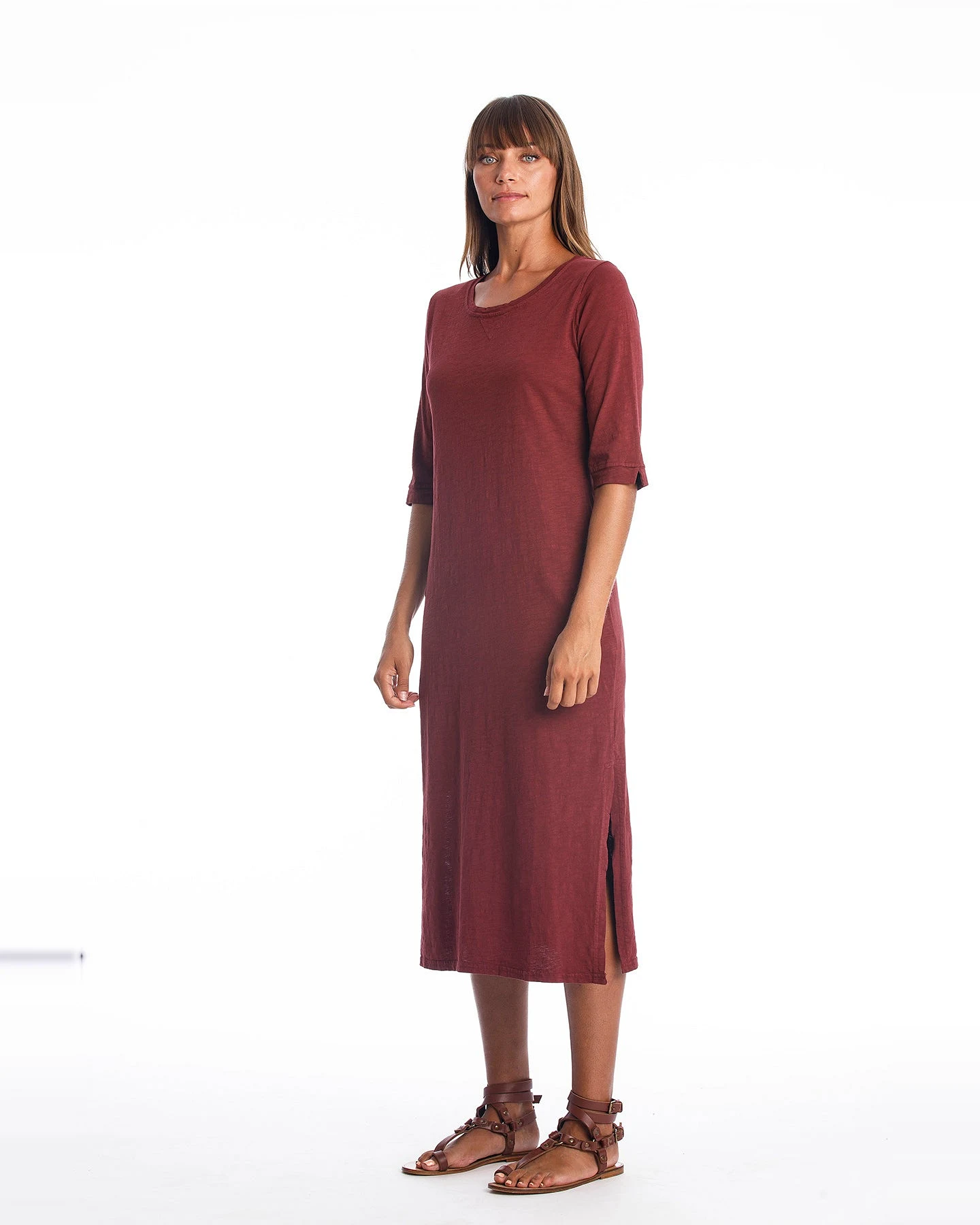 RAVENS VIEW IBIZA Damen vegan Kleid Maxi Mia Dunkel Granat – Ansicht 2