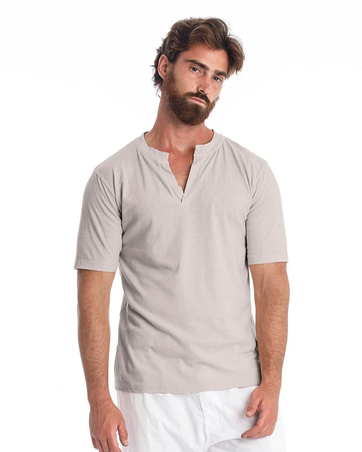 RAVENS VIEW IBIZA Herren vegan Leinen Tee Cruise Steingrau