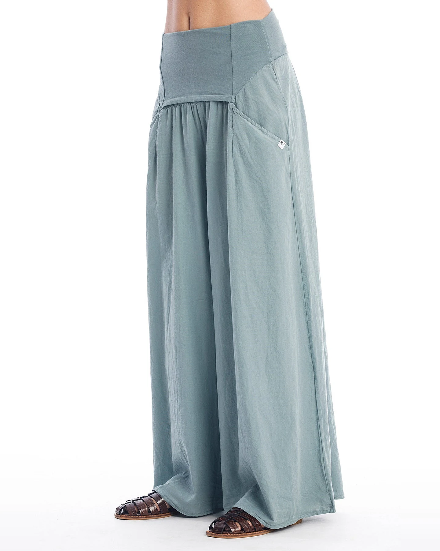 RAVENS VIEW IBIZA Damen vegan Rock Hose Easy Chinois Grün – Ansicht 2