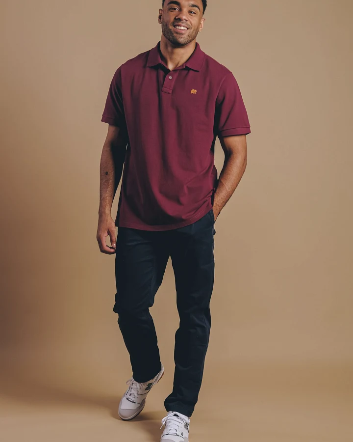 Trendsplant Herren vegan Poloshirt Essential Burgundy