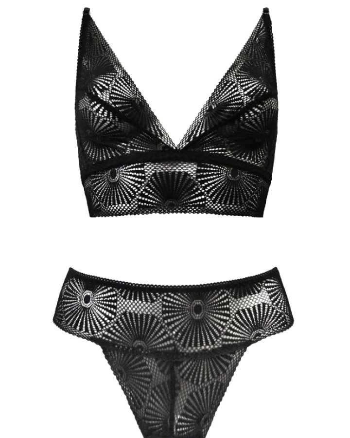 Anekdot Damen vegan Dessous Set Sonne Schwarz