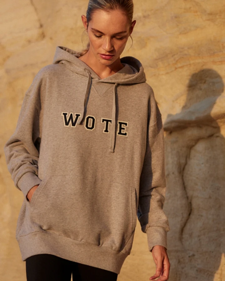 WOTE Damen vegan Hoodie Logo Grau Melange