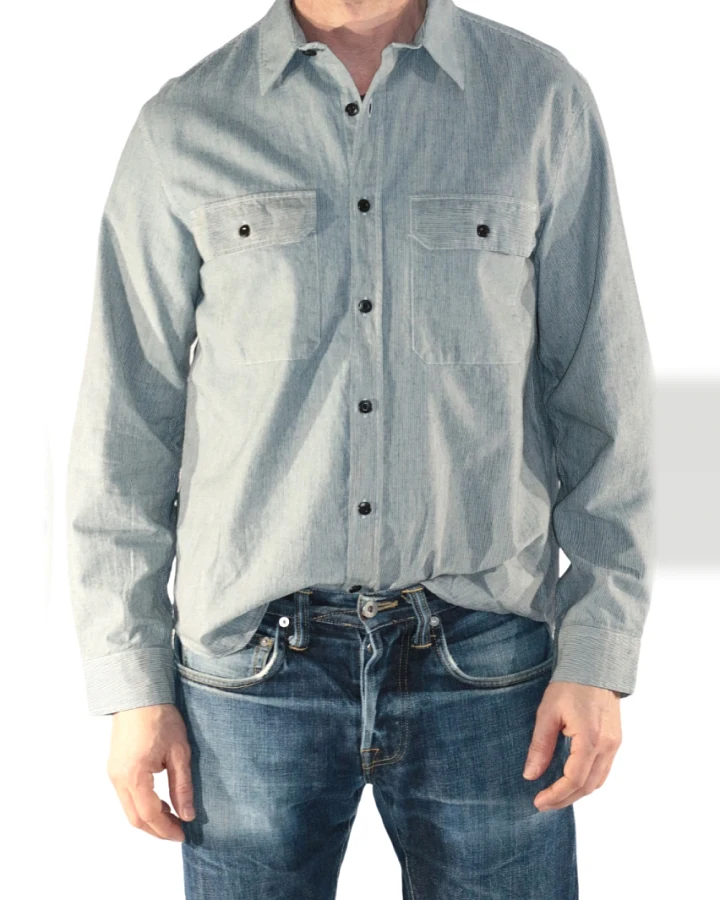 WOTE Herren vegan Hemd Marineblau Weiß