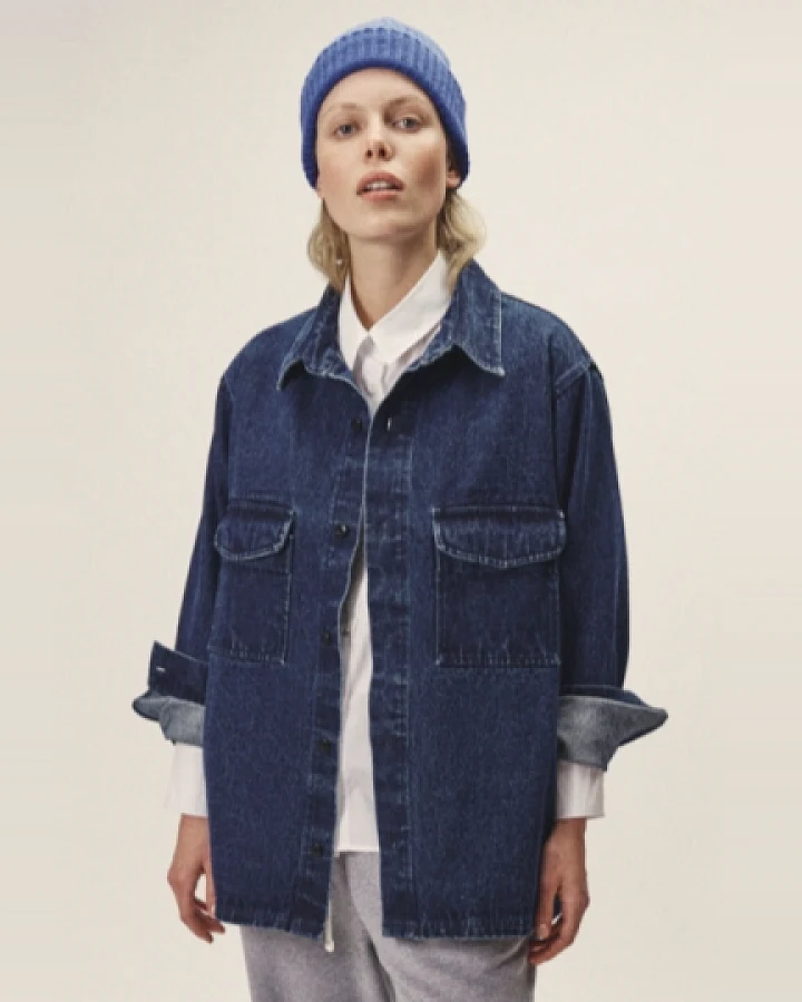 WOTE Damen vegan Denim Overshirt Indigo